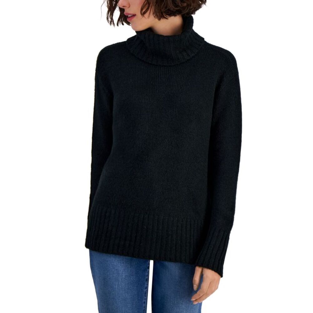 Style & Co Womens Ribbed Trim Turtleneck Sweater